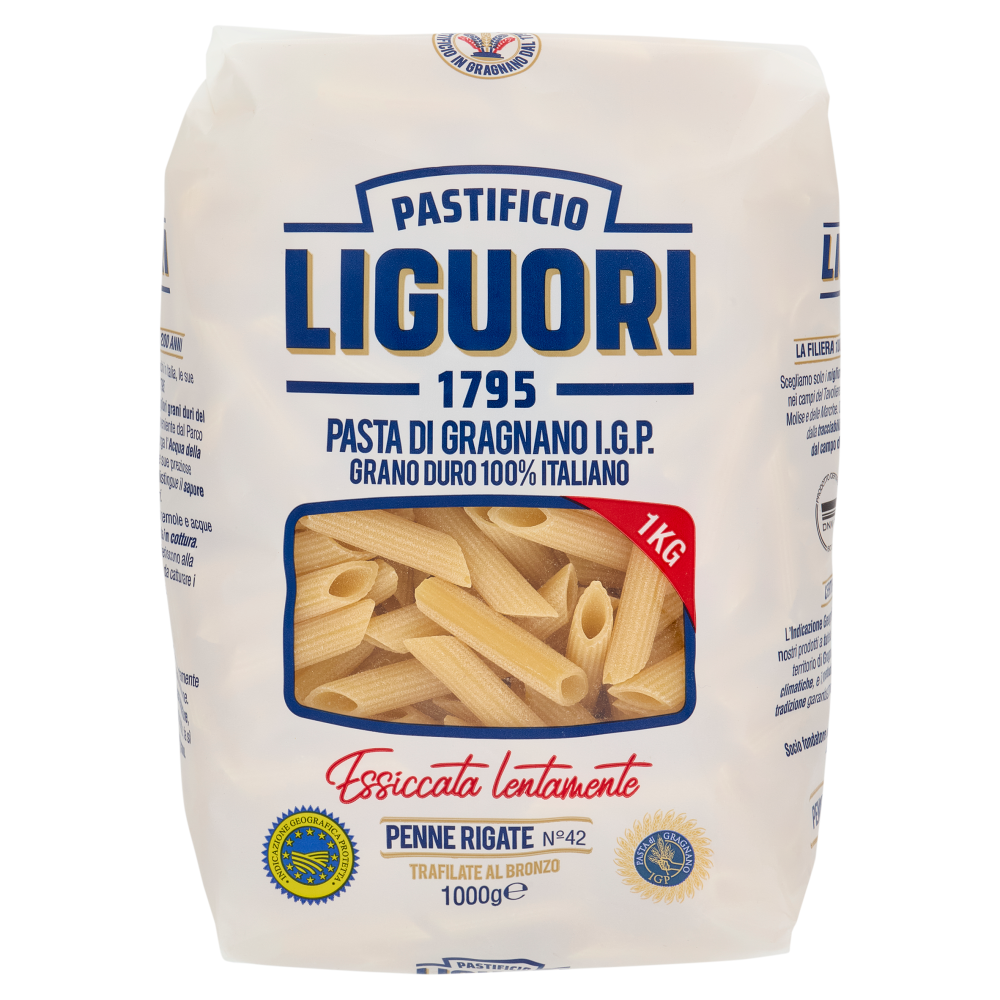 Pastificio Liguori Pasta di Gragnano I.G.P. Penne Rigate N&deg;42 1000 g