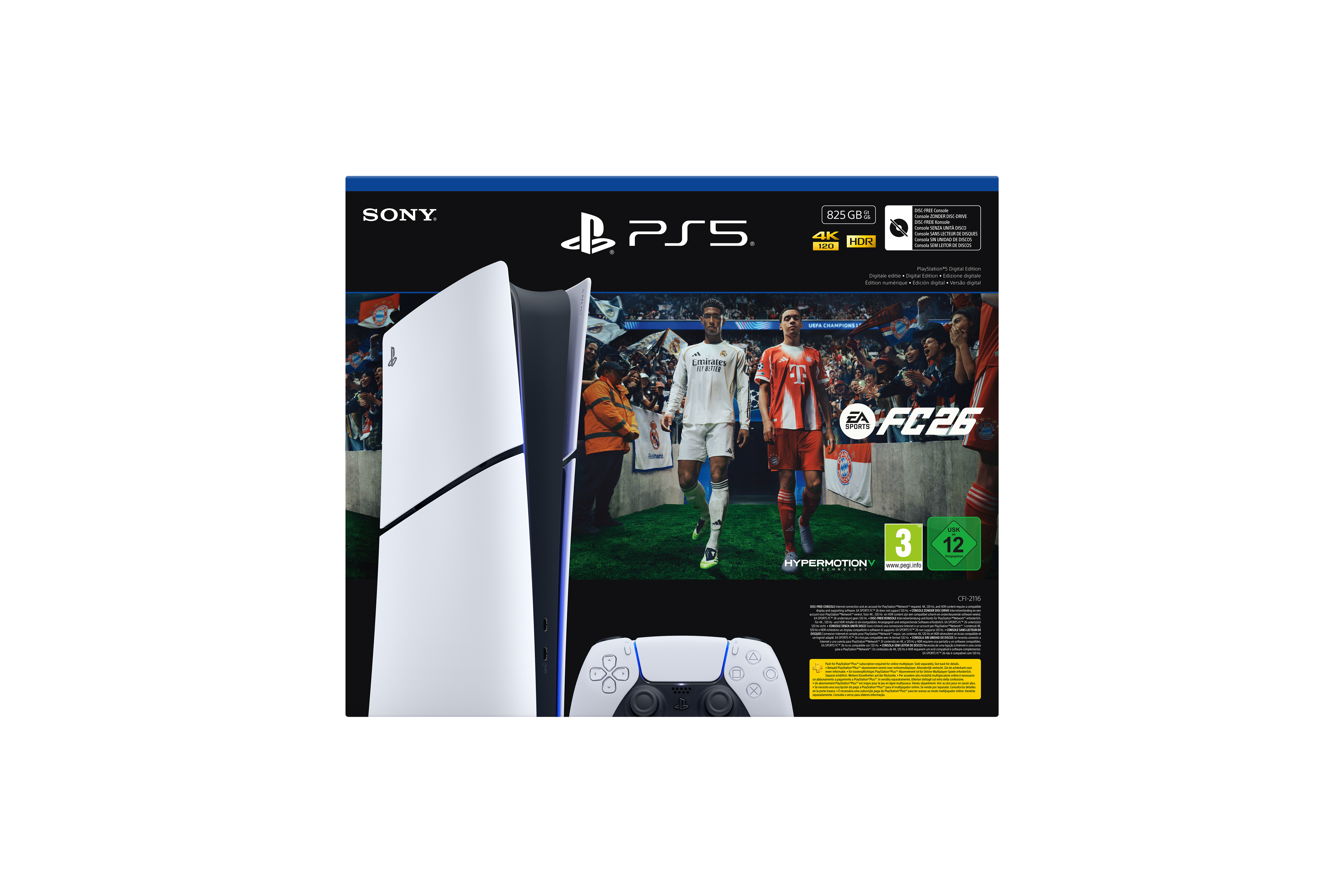 Sony PlayStation 5 Digital + EA Sports FC 26 Bundle 825 GB Wi-Fi Nero, Bianco