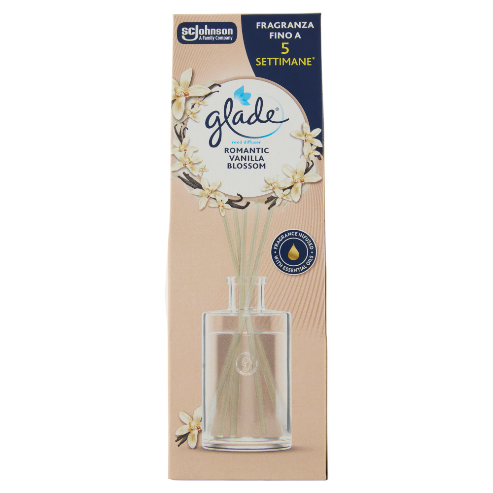 Glade Diffusore a Bastoncini, Fragranza Romantic Vanilla Blossom 50 ml