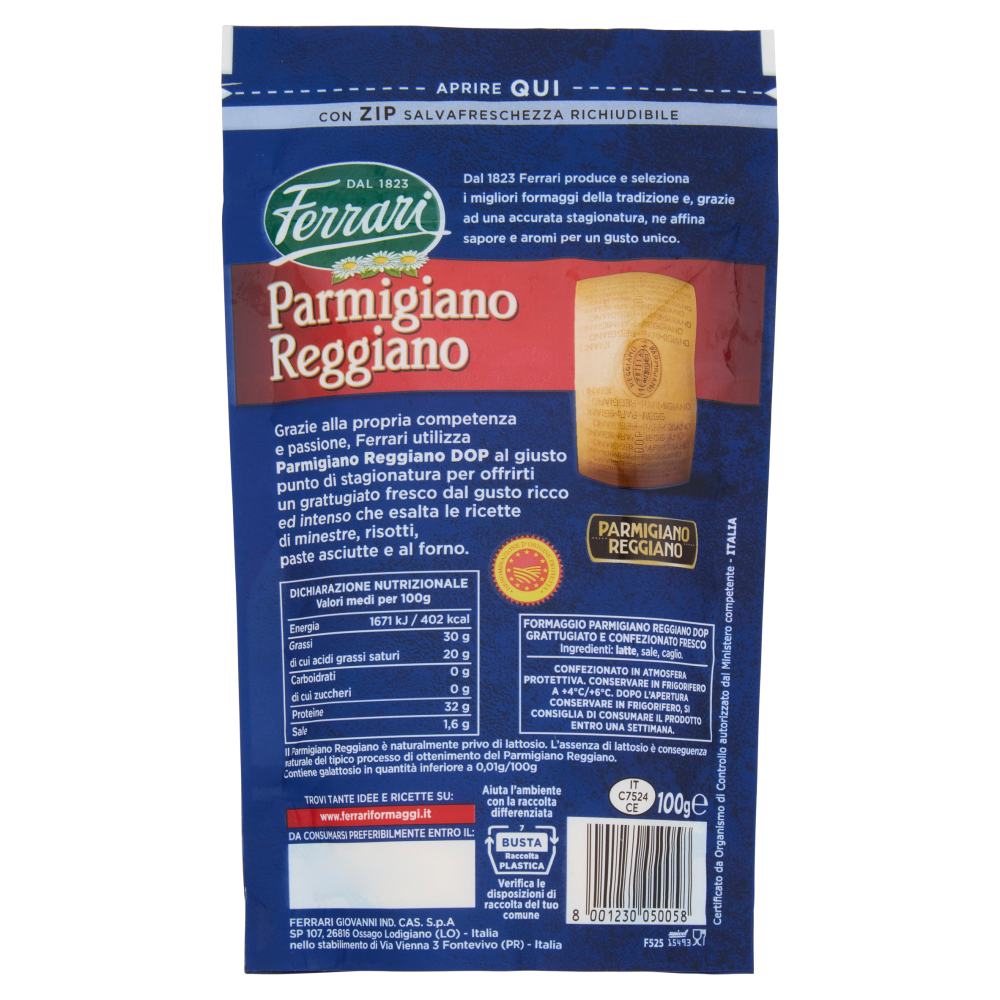 Ferrari Parmigiano Reggiano DOP Grattugiato Fresco 100 g