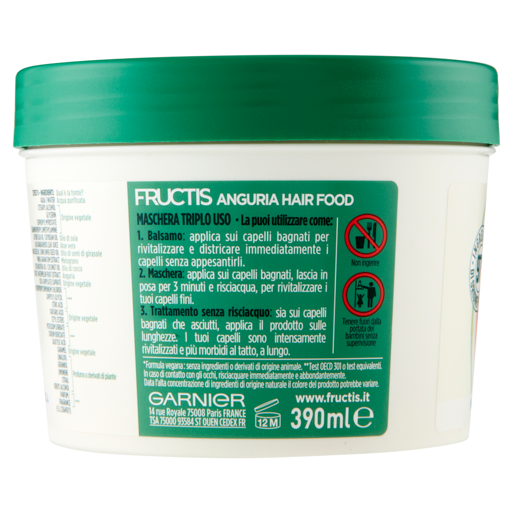 Maschera fructis hair food aloe idratante Garnier Maschera Fructis Hair Food, Ideale per Capelli Fini, Arricchito