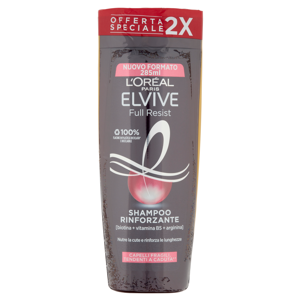 L'Oréal Paris Shampoo Elvive Full Resist, Per Capelli Fragili, Tendenti alla Caduta, Confezione da 2