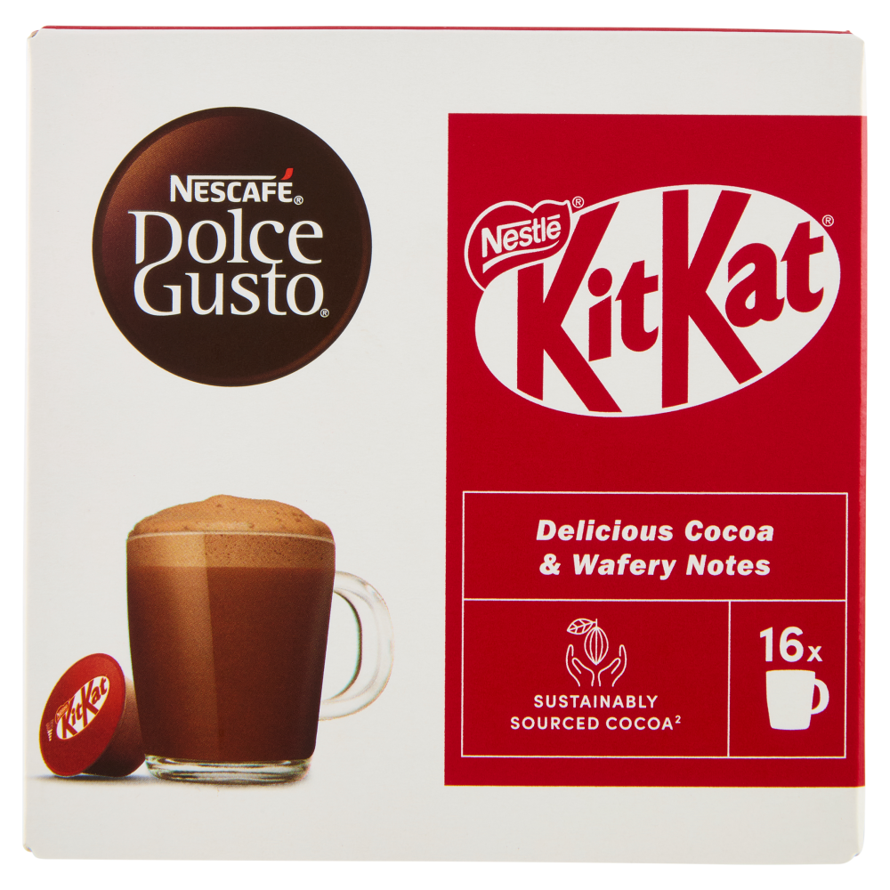 NESCAFÉ DOLCE GUSTO KitKat Bevanda gusto Cacao e Wafer 16 capsule 256g 