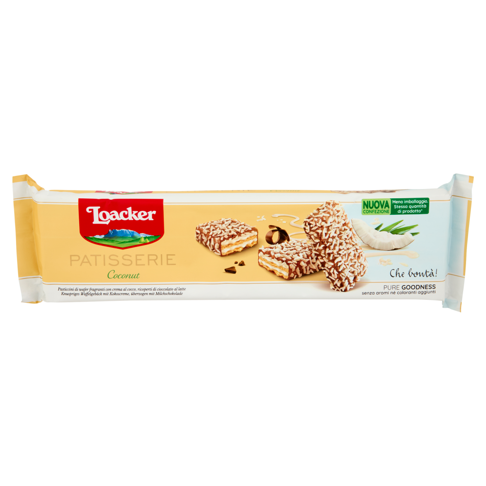 Loacker Patisserie Coconut Wafer con crema al Cocco ricoperti di Cioccolato Latte Wafers 100g