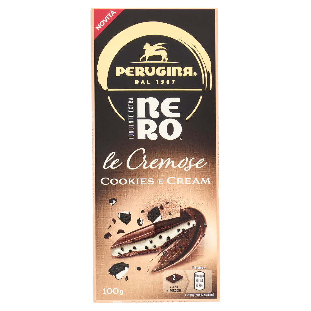 PERUGINA NERO Cookies&Cream Tavoletta Cioccolato Fondente Ripiena 100g