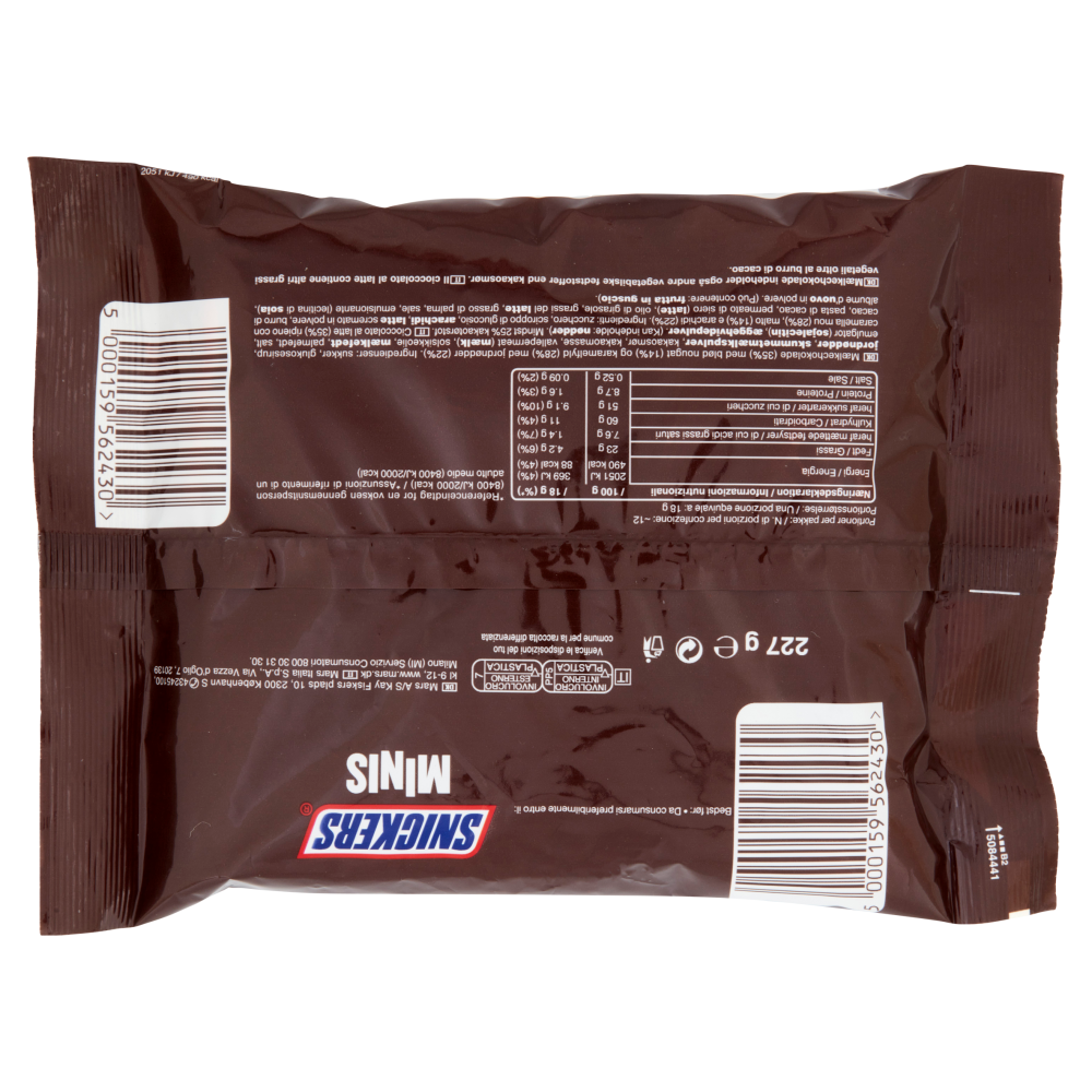 Snickers Minis Barrette Snack Cioccolatini al latte con Arachidi e Caramello 227 g