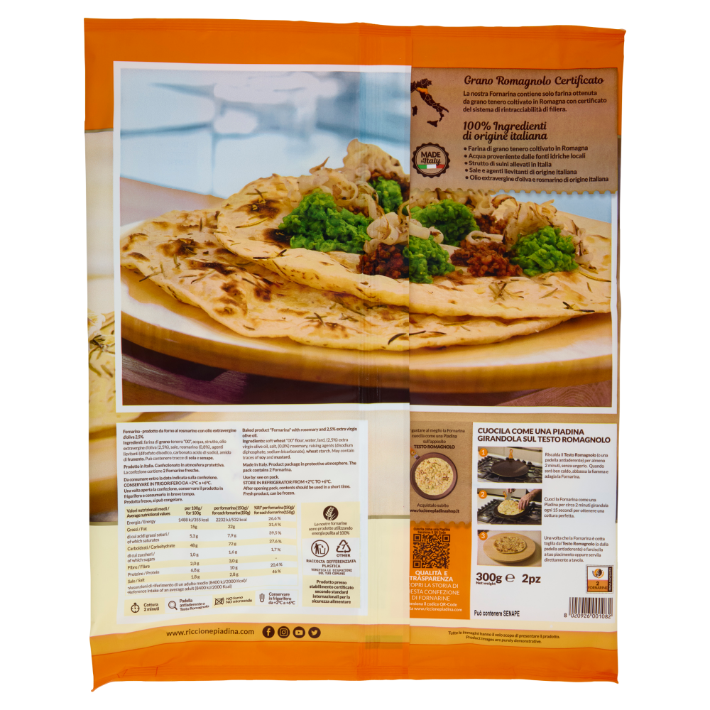 Riccionepiadina la Fornarina di Riccione Piadina al Rosmarino 2 x 150 g