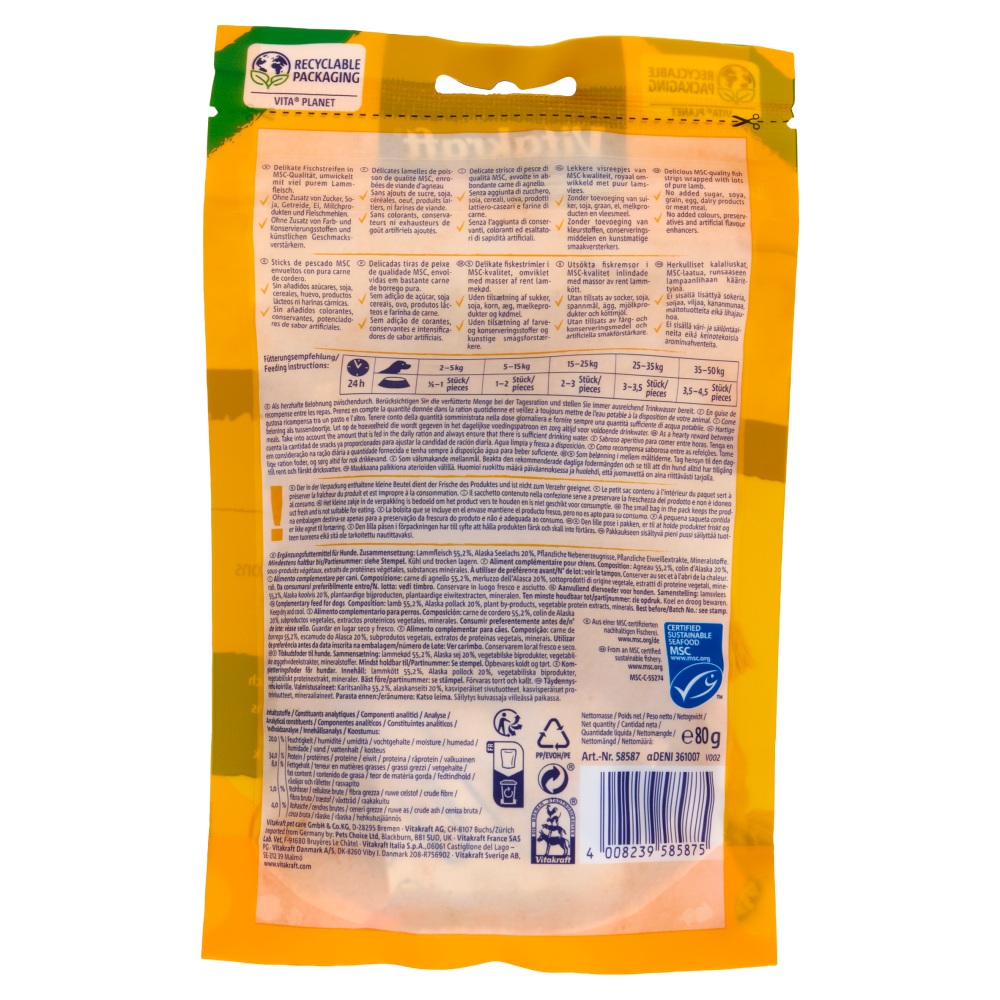 Vitakraft pure Lamb Duo Fish Carne di agnello e pesce 80 g