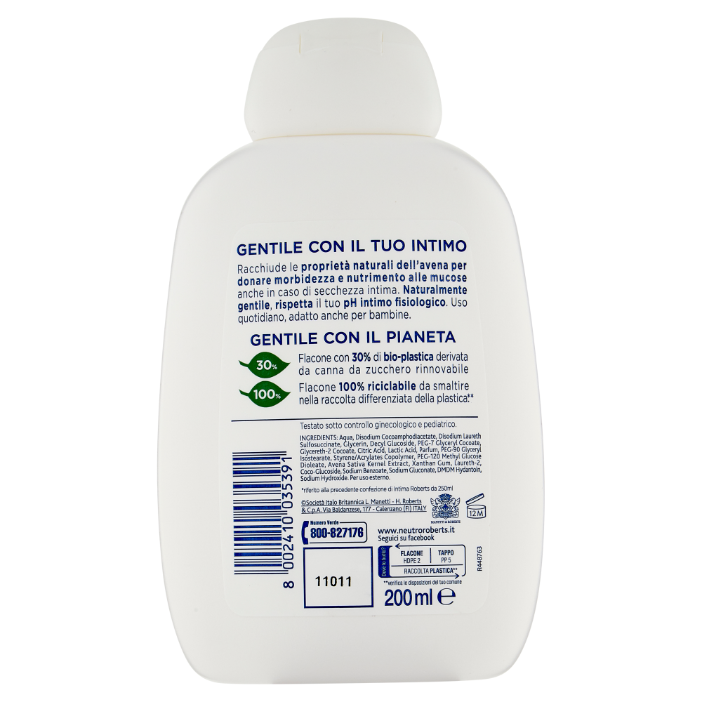 Neutro Roberts intimo idratante con latte d'avena 200 ml