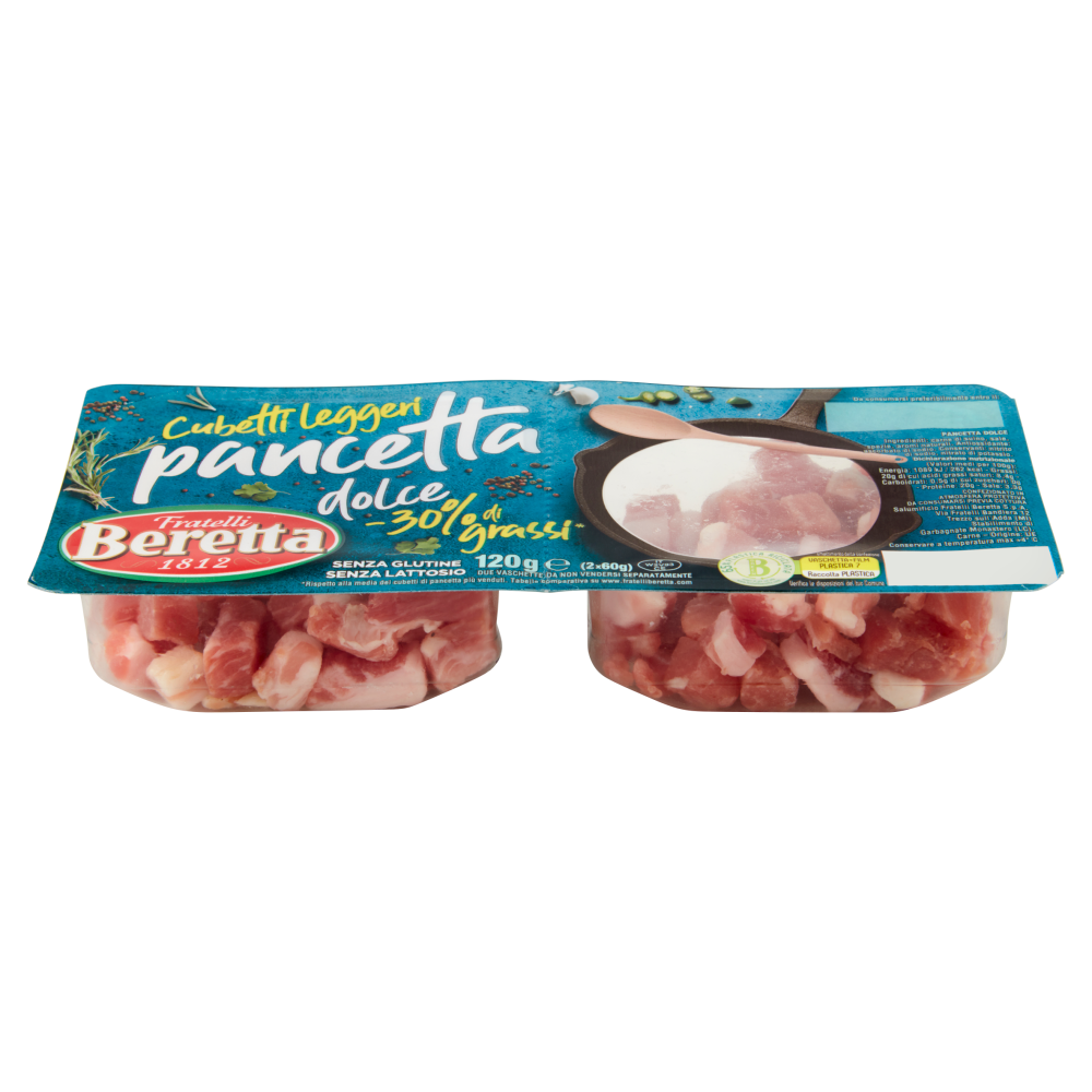 Fratelli Beretta Cubetti leggeri pancetta dolce -30% di grassi* 2 x 60 g