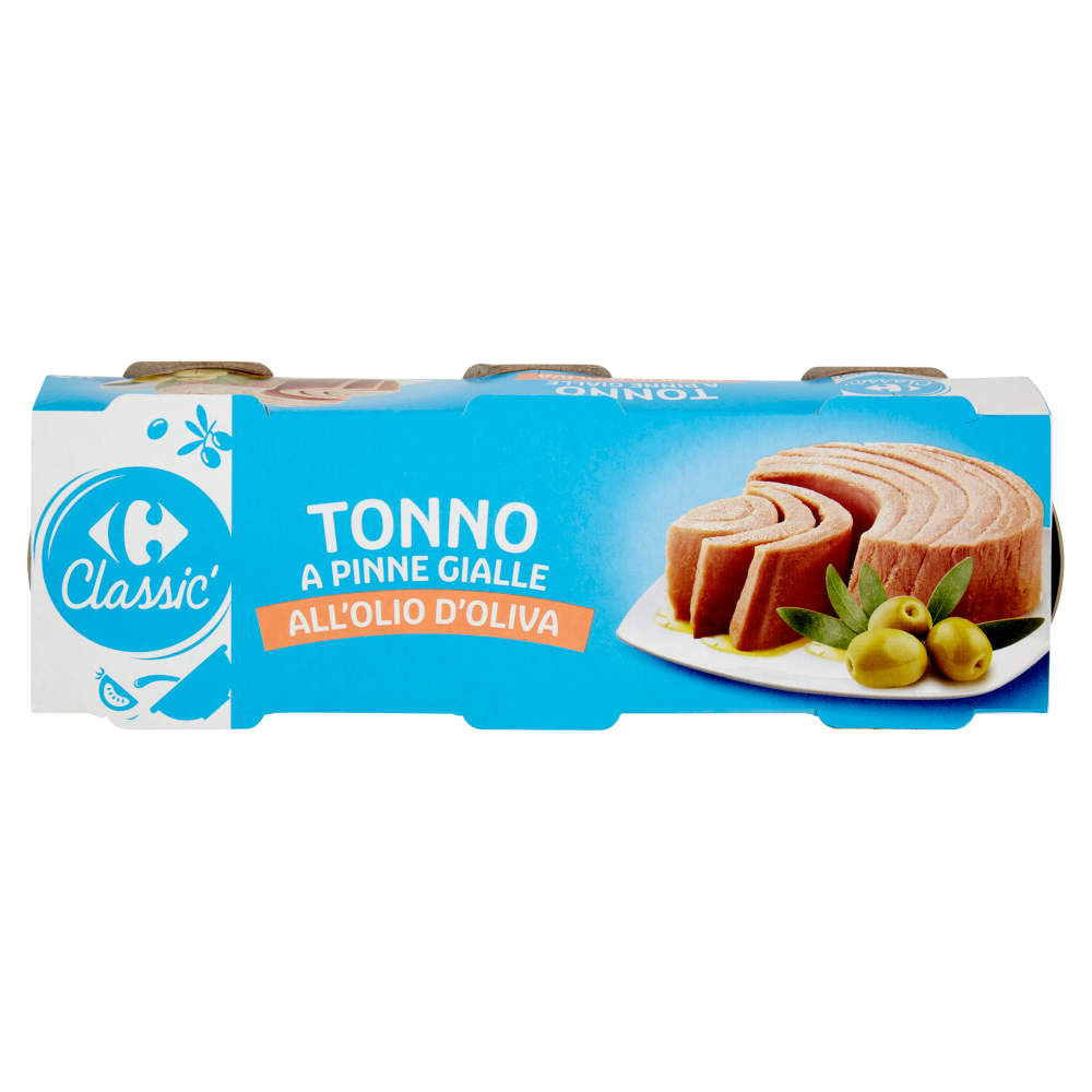 Carrefour Classic Tonno a Pinne Gialle all'Olio d'Oliva 3 x 80 g