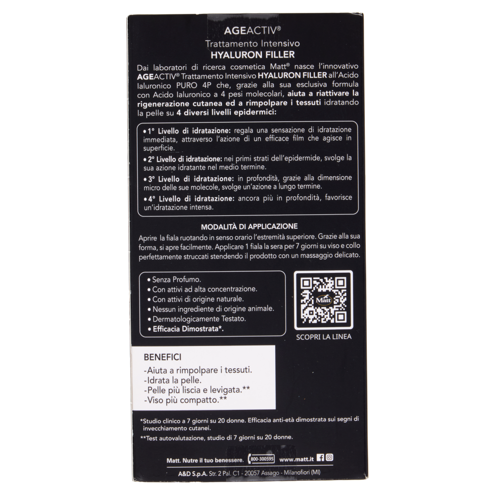 Matt Age Activ Hyaluron Filler Trattamento Intensivo Viso e Collo Acido Ialuronico Puro 4P 7 x 2 ml