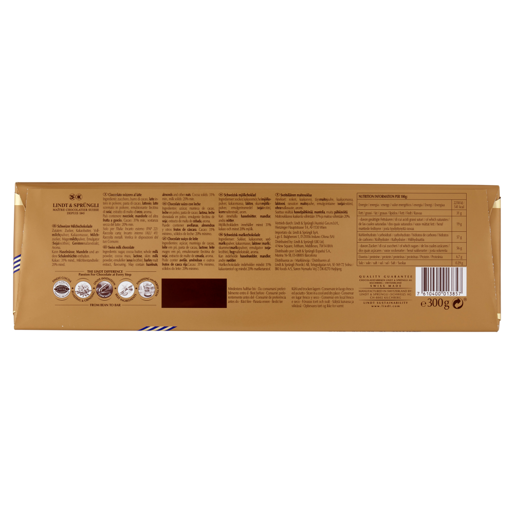 Lindt Gold Tavoletta Cioccolato al latte Maxi formato 300 g