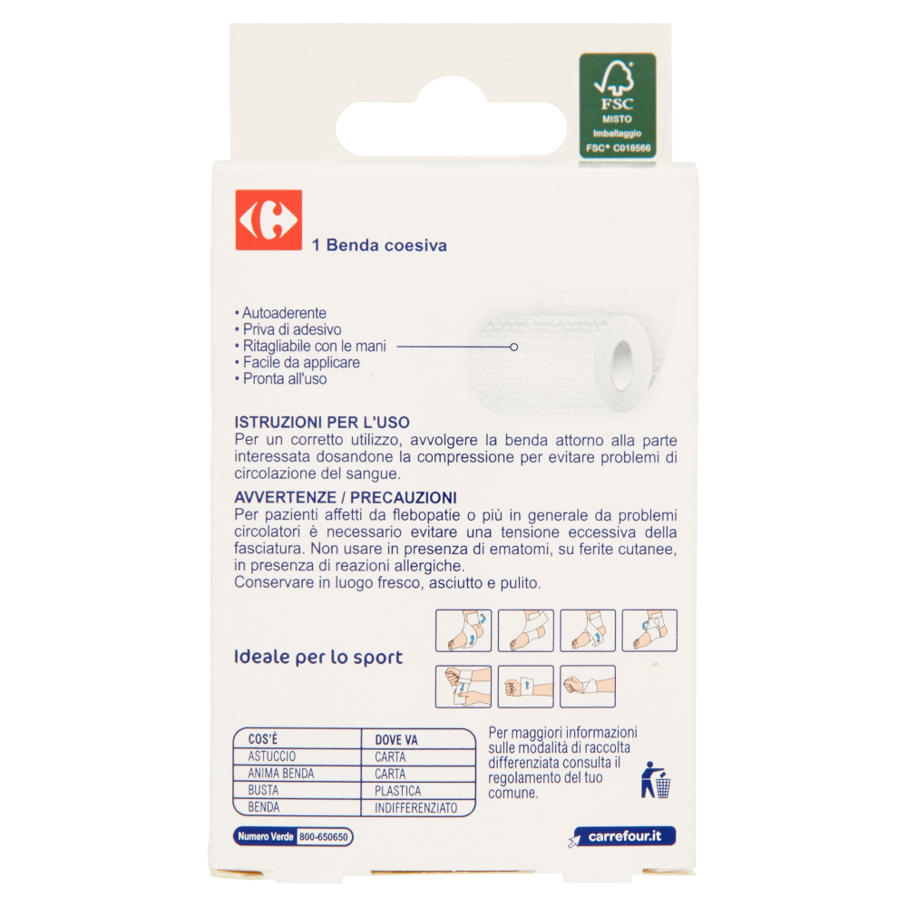 Carrefour Primo Soccorso Benda coesiva 1 pz