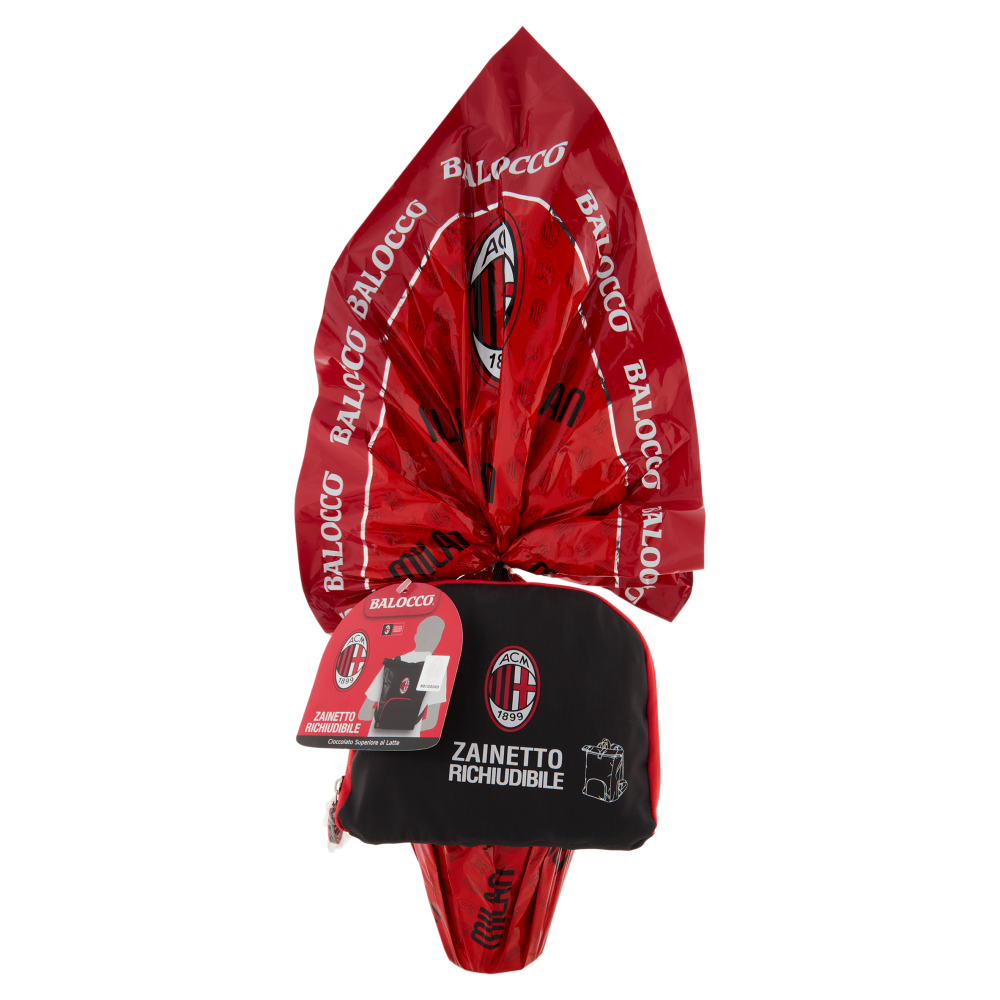 Balocco Uovo di Cioccolato Superiore al Latte AC Milan + gadget esterno (zainetto richiudibile) 320g