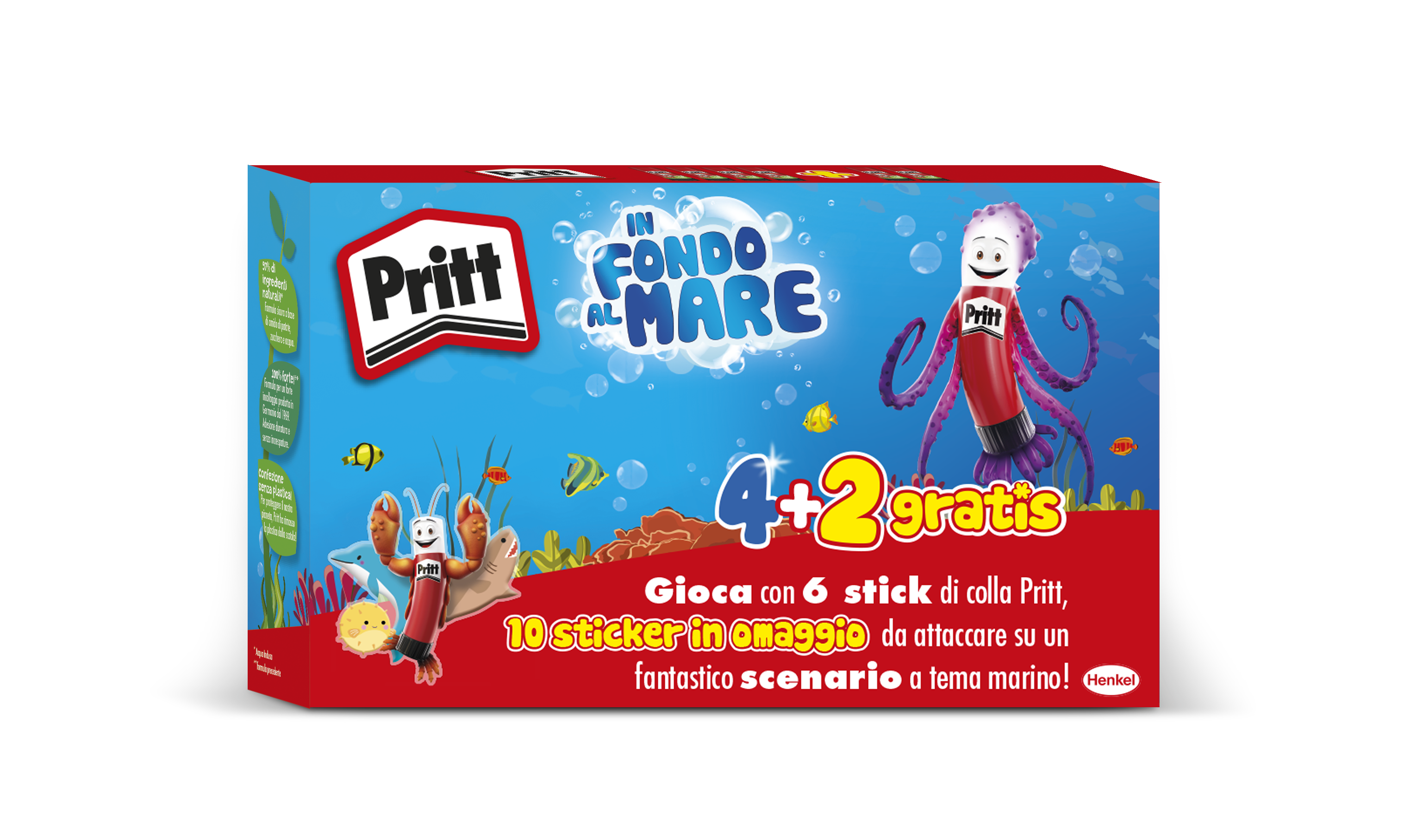 Pritt Stick 4 x 22g + 2 x 22g pack giocabile Ocean in cartone