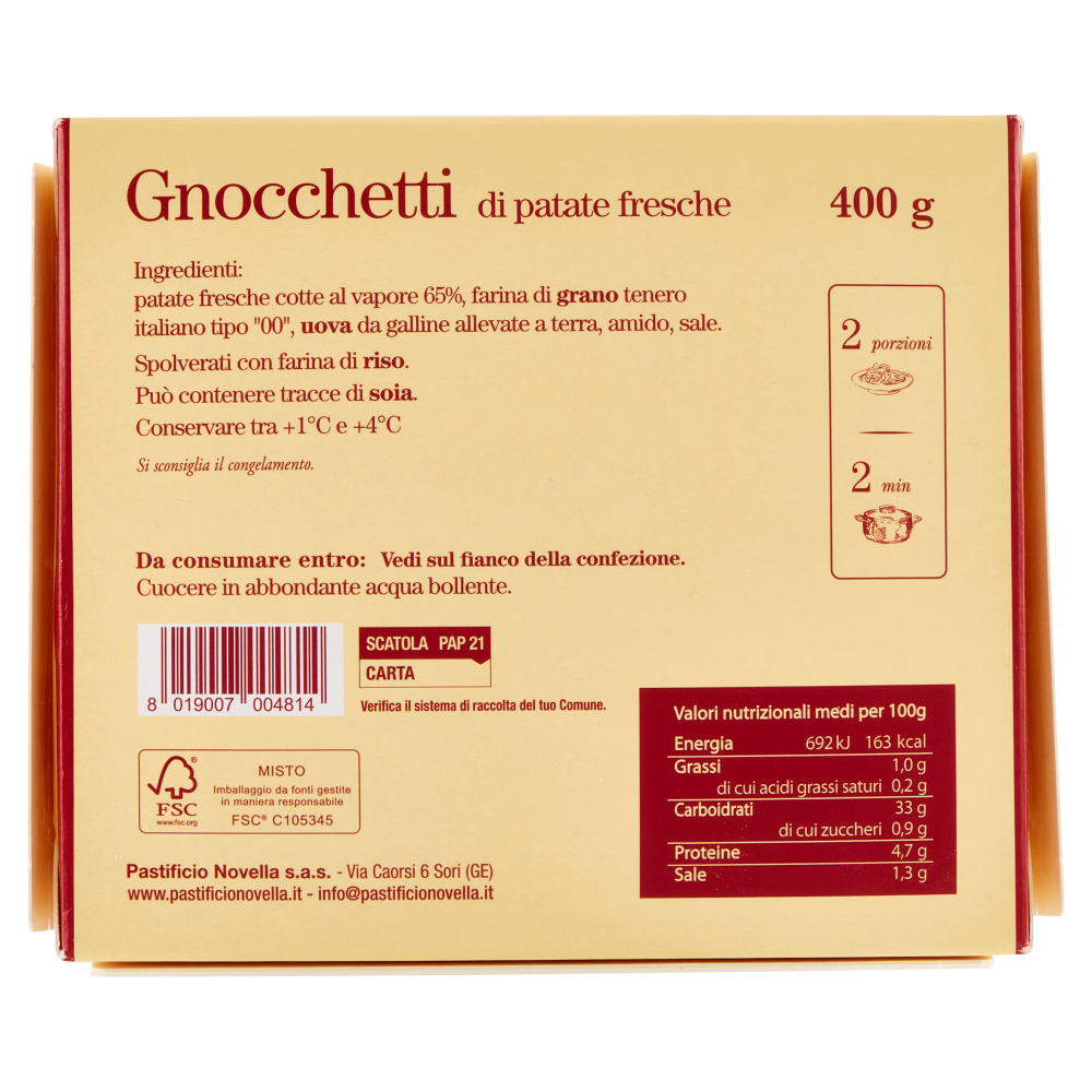 Pastificio Novella Gnocchetti di patate fresche 400 g