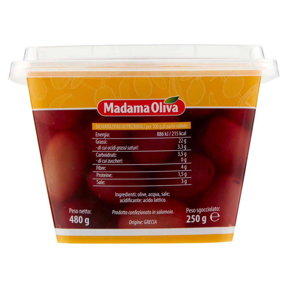 Madama Oliva il Frutto di Grecia Olive Kalamon Nere 480 g
