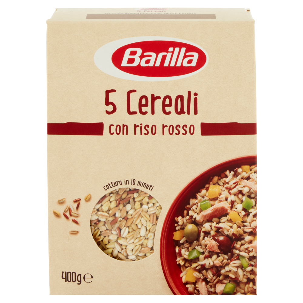 Barilla 5 Cereali con Riso Rosso Fonte di fibre 400 g