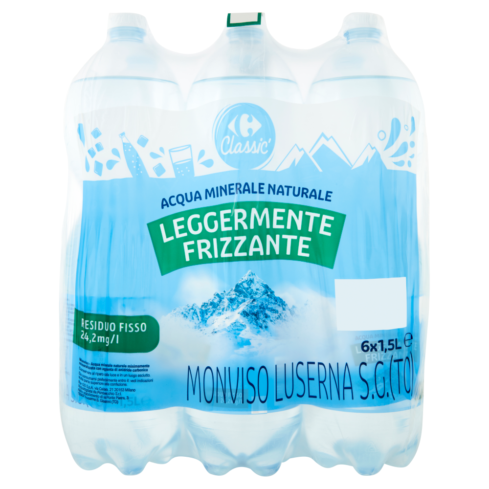 Carrefour Classic Leggermente Frizzante Acqua Minerale Naturale 6 x 1.5 L