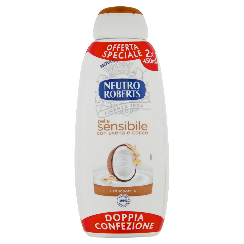 Neutro Roberts pelle sensibile con avena e cocco Bagnodoccia 2 x 450 ml