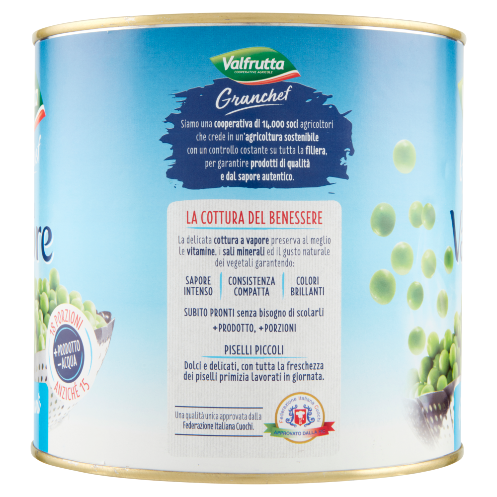 Valfrutta Granchef Cotti a Vapore Piselli Piccoli 2100 g