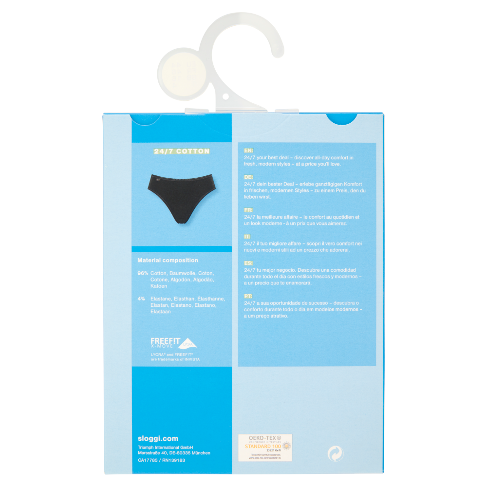 sloggi 24/7 Cotton Tai tg. 4 Black 1 pz