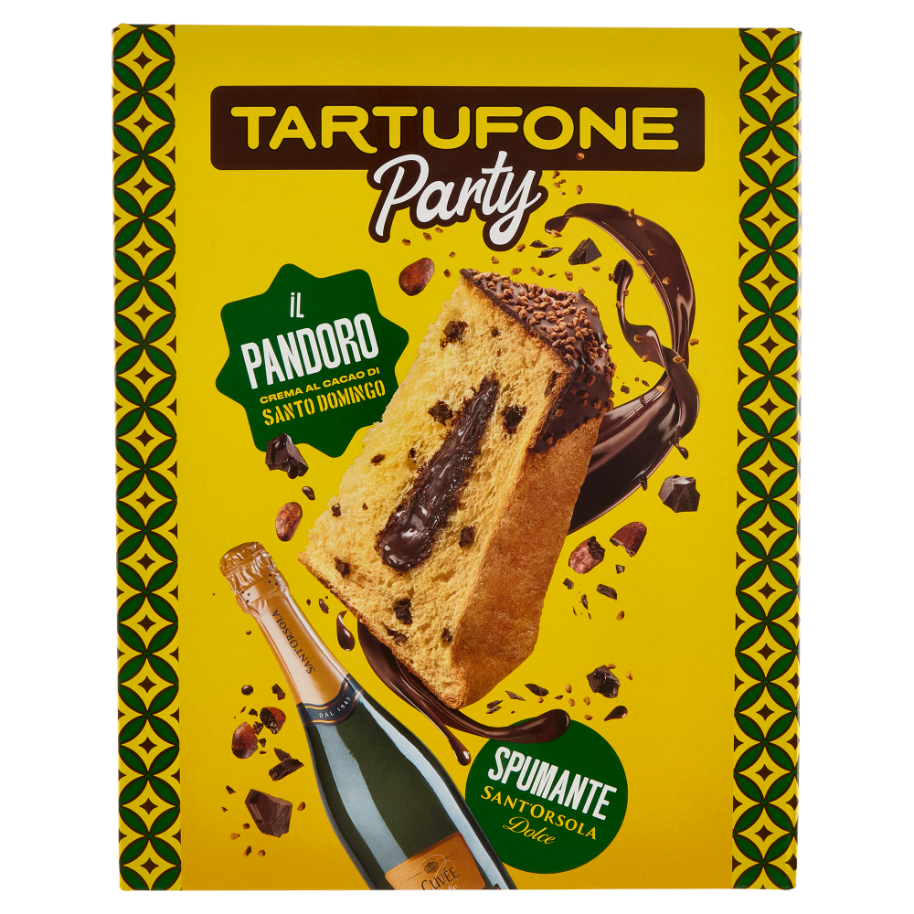 Tartufone Party il Pandoro Crema al Cacao di Santo Domingo 800 g + Spumante Sant'Orsola Dolce 75 cl