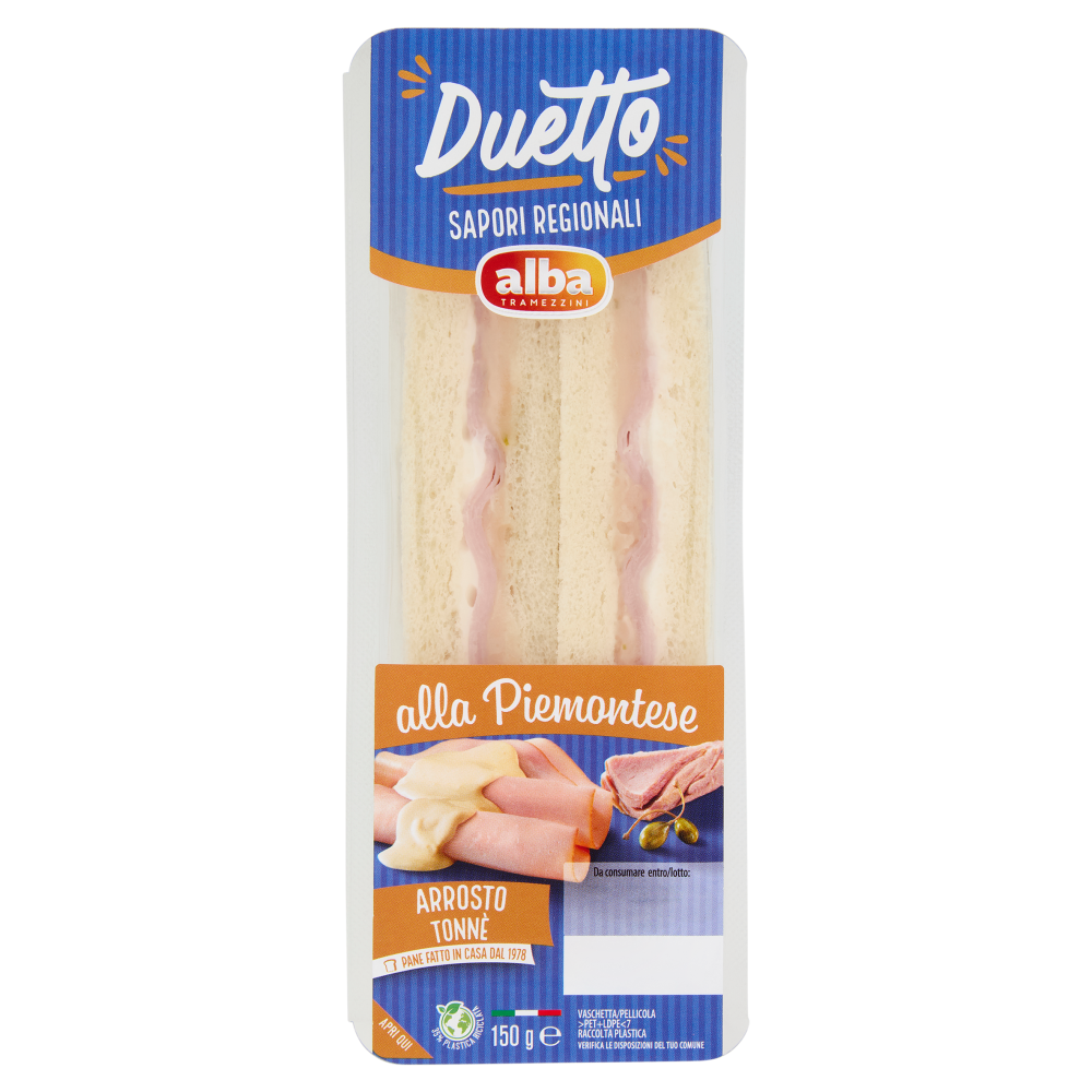 alba Tramezzini Duetto alla Piemontese Arrosto Tonn&egrave; 150 g