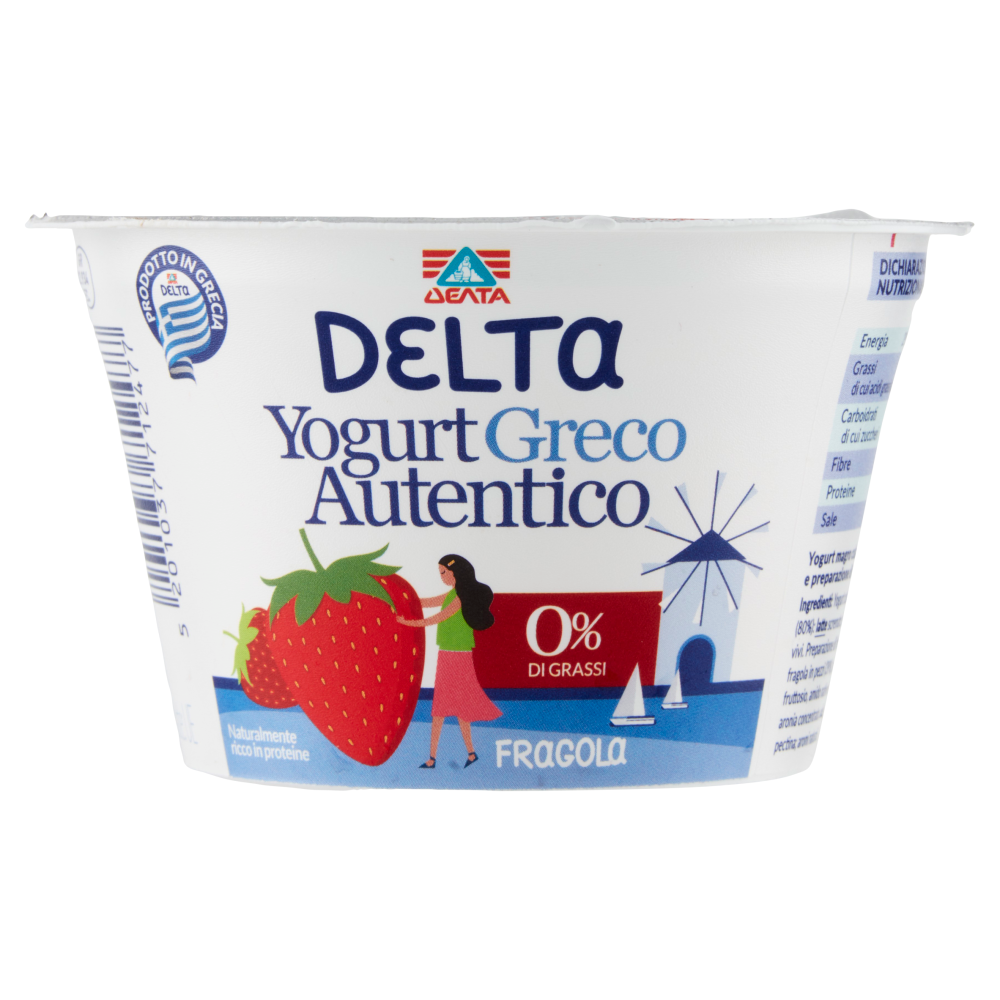 Delta Yogurt Greco Autentico 0% di Grassi Fragola 150 g