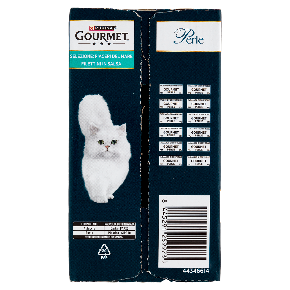 PURINA GOURMET Perle Piaceri del Mare Filettini in Salsa Salmone,Pesce Oceano,Tonno,Platessa 12x85g
