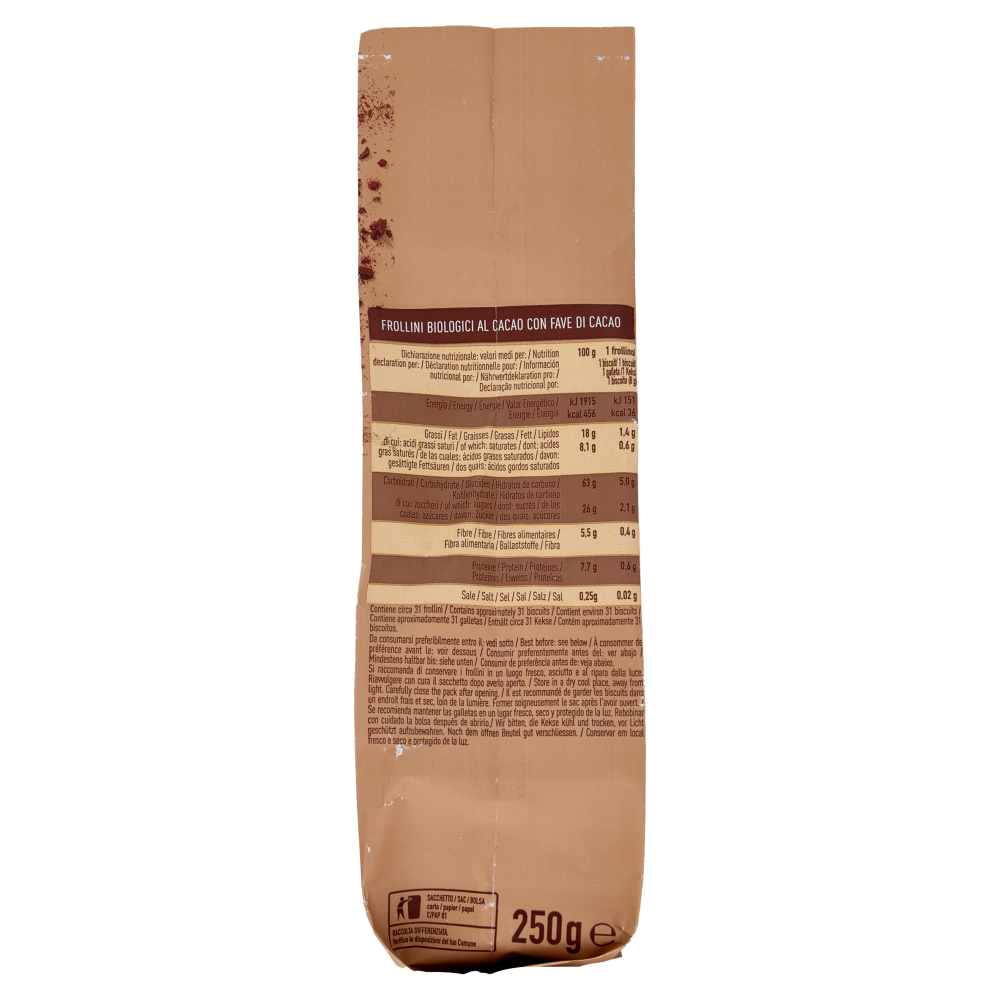 alce nero Frollini al Cacao con Fave di Cacao 250 g