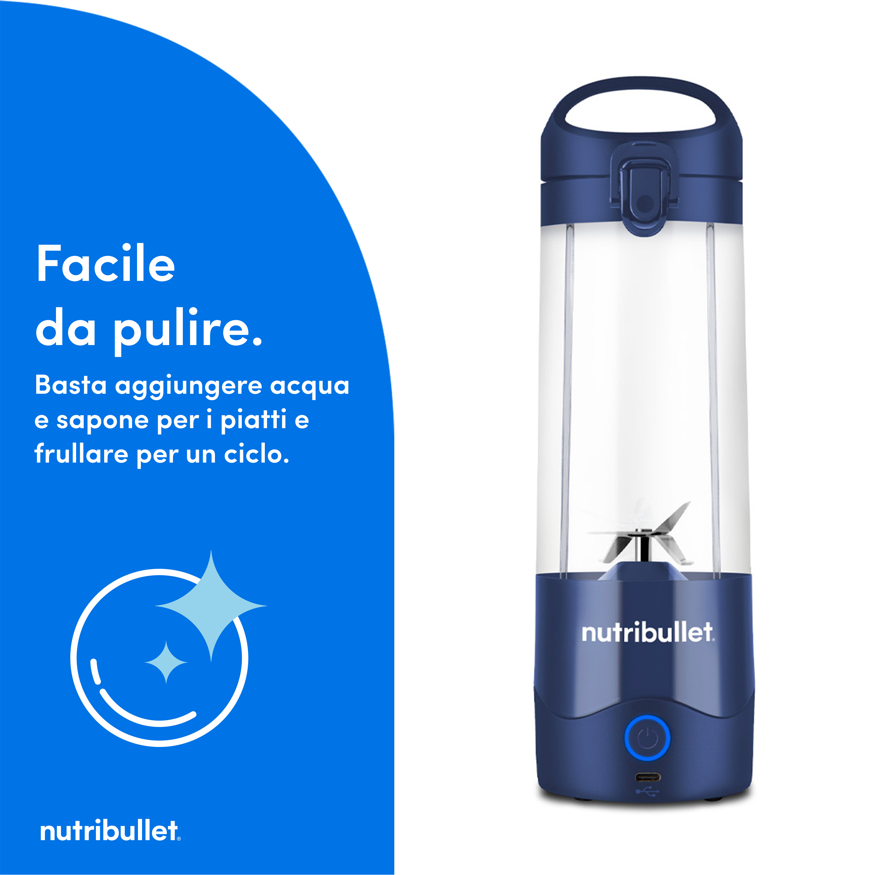NutriBullet Portable 0,475 L Frullatore per sportivi Blu, Blu marino