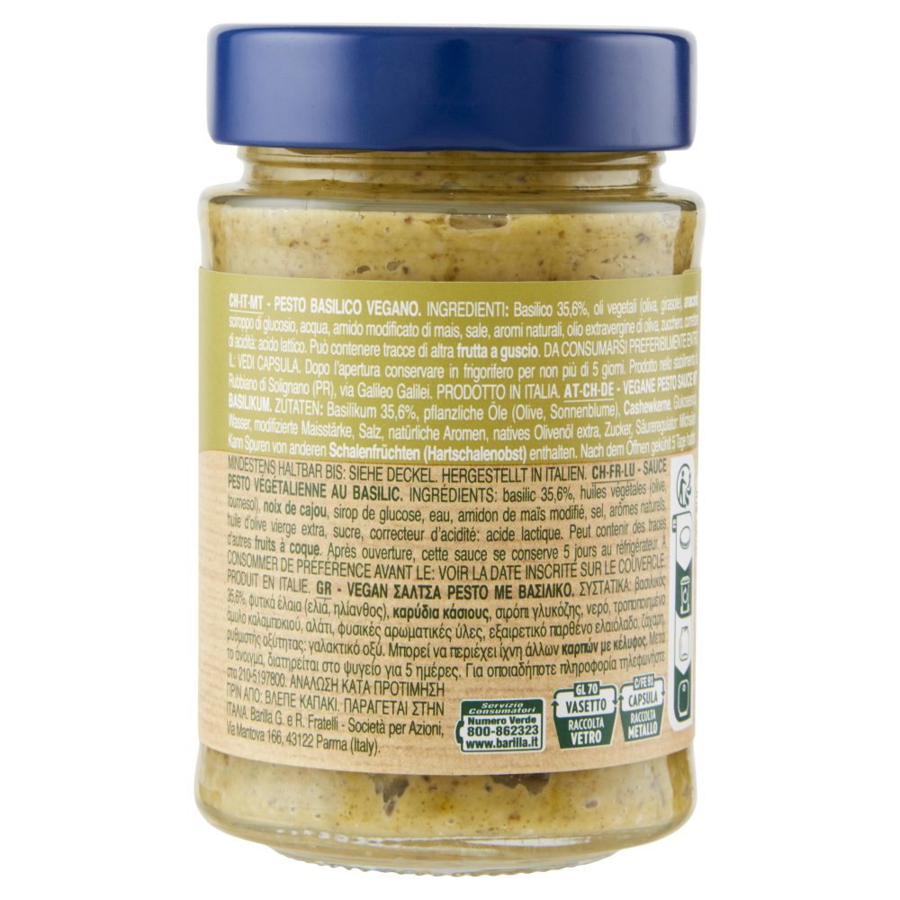 Barilla Pesto Genovese Vegan Condimento e Sugo per Pasta 195 g
