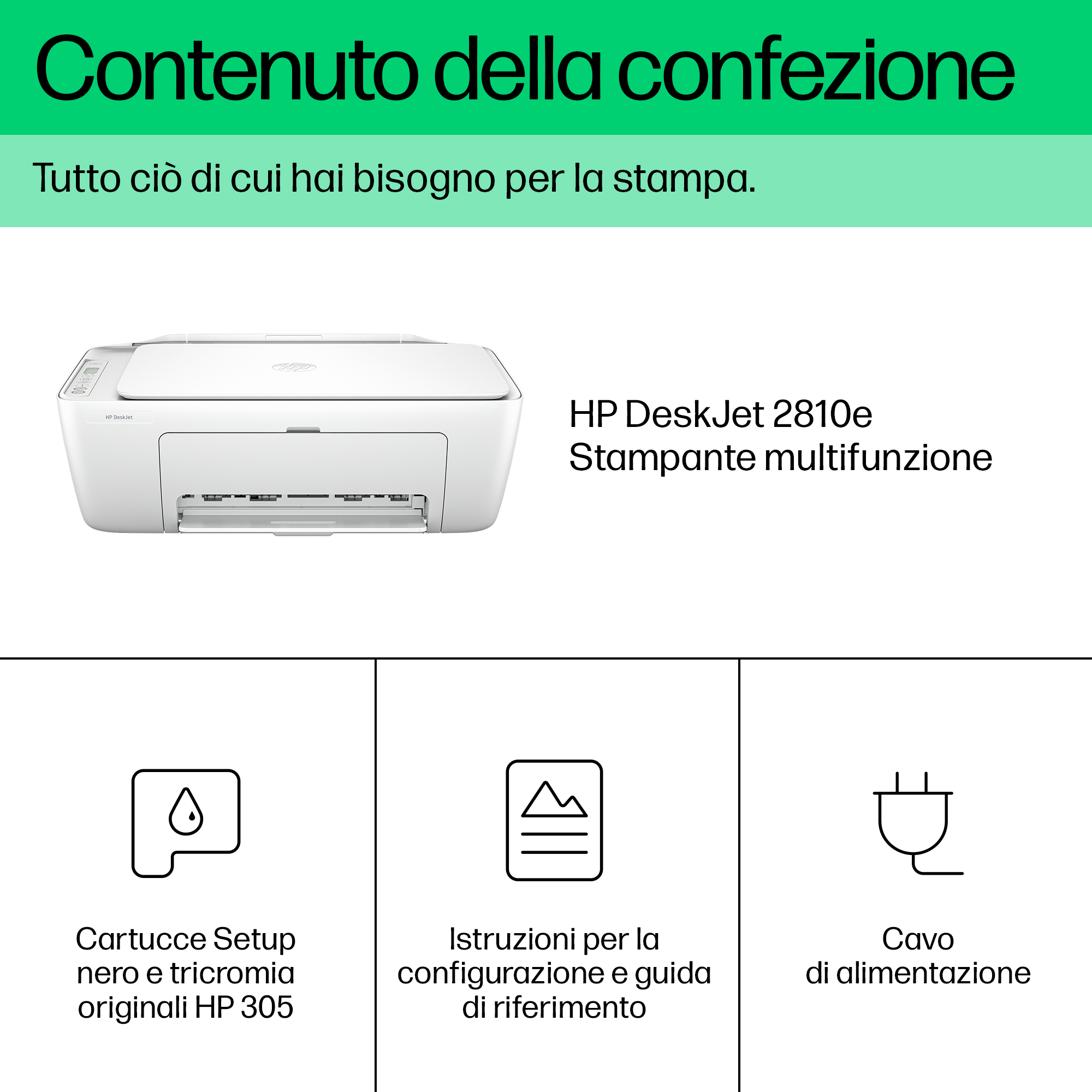HP DeskJet 2810e Wireless All-in-One Colore Stampante, Instant Ink; Fotocopiatrice, scanner