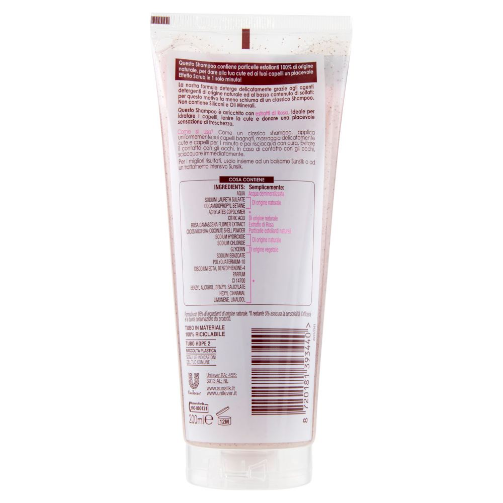 sunsilk Ricarica Naturale 1 Minute Scrub! Shampoo Detox per Cute Sensibile 200 ml