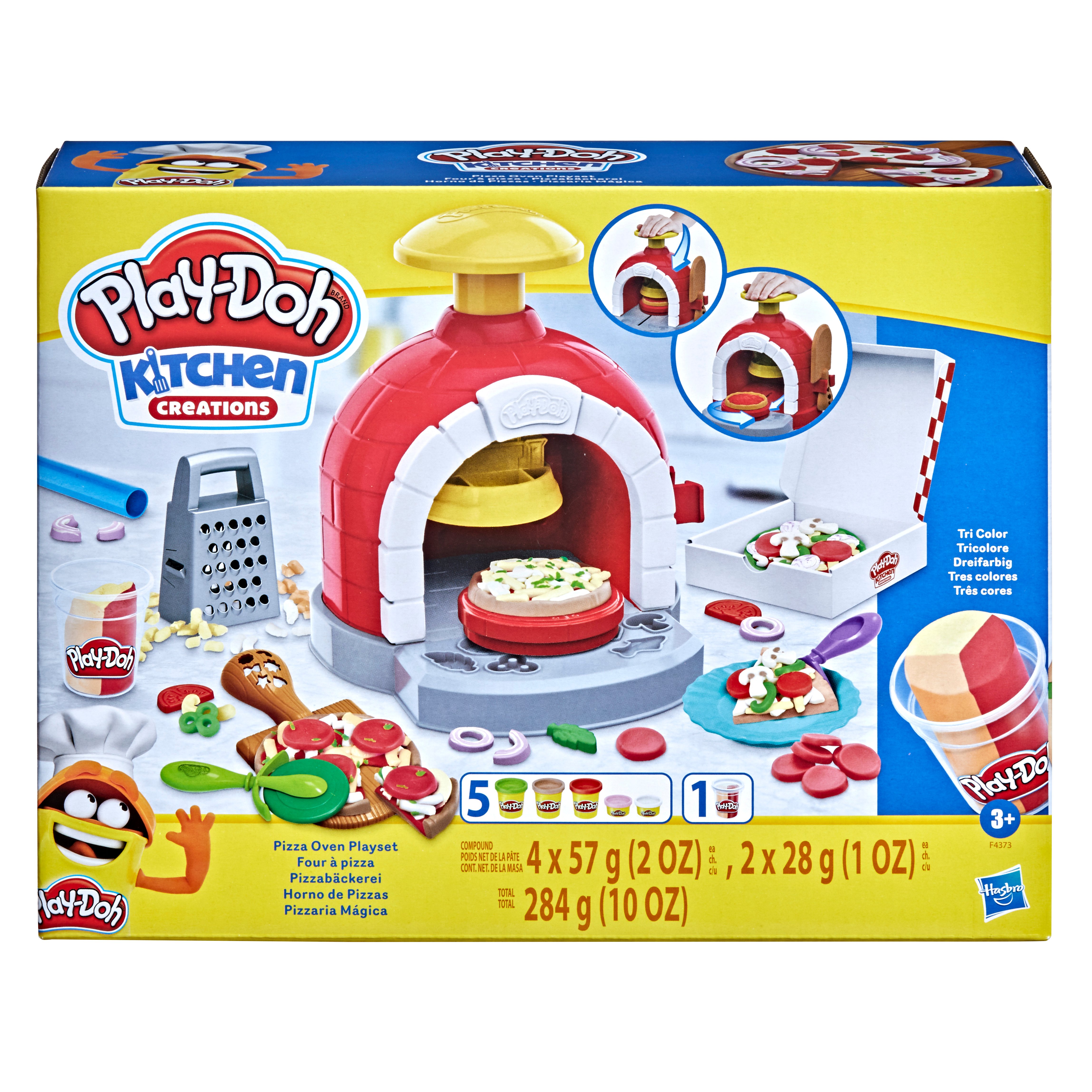 Play-Doh Kitchen Creations La Pizzeria, playset con 6 vasetti di pasta modellabile e 8 accessori