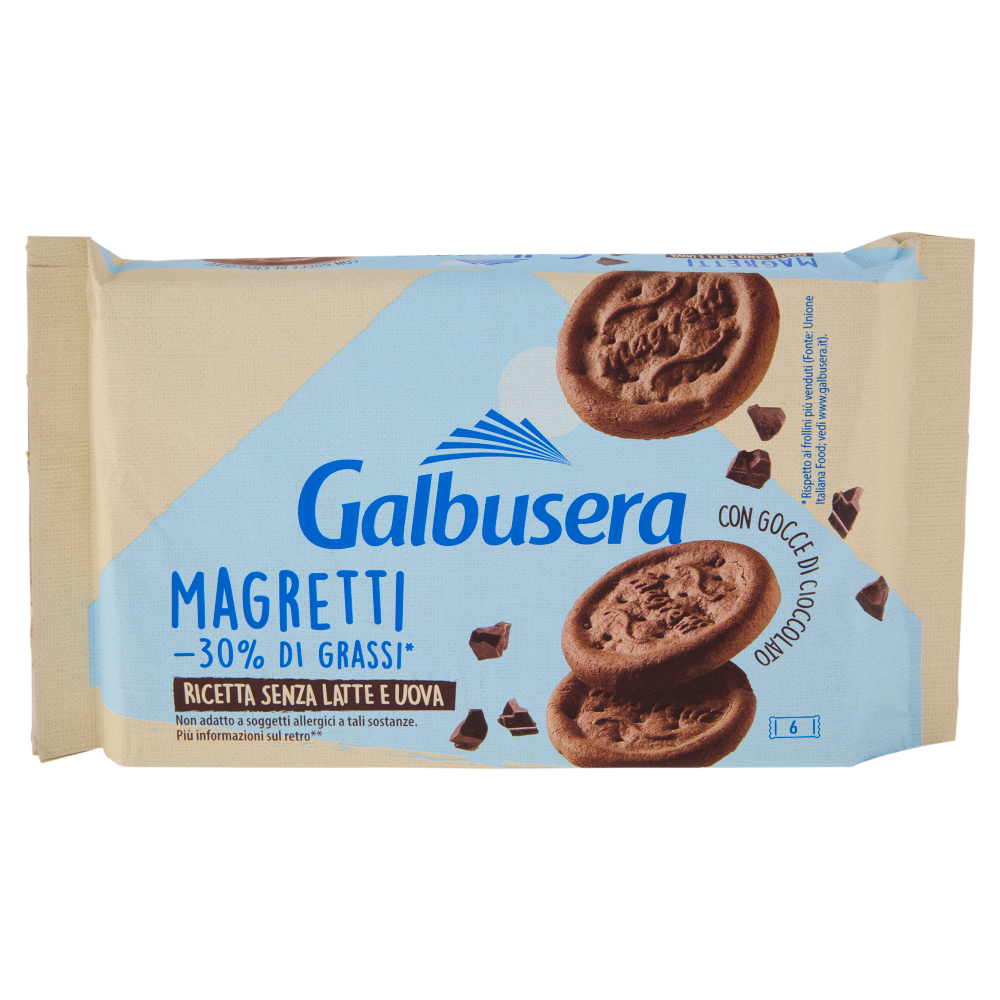 Galbusera Magretti -30% di Grassi* con Gocce di Cioccolato 6 x 43,3 g