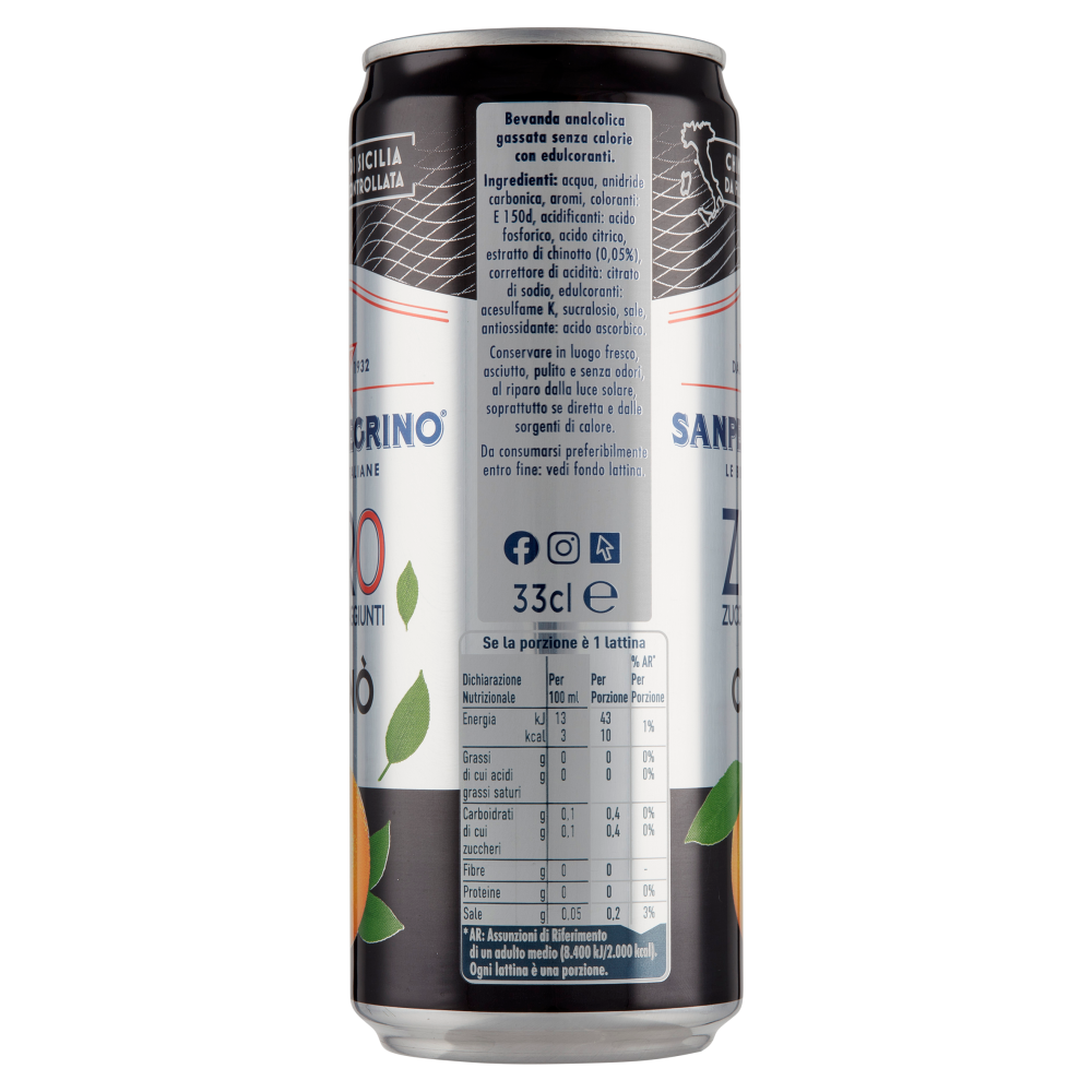 SANPELLEGRINO Chinò Zero Zuccheri Aggiunti, Lattina 33 cl