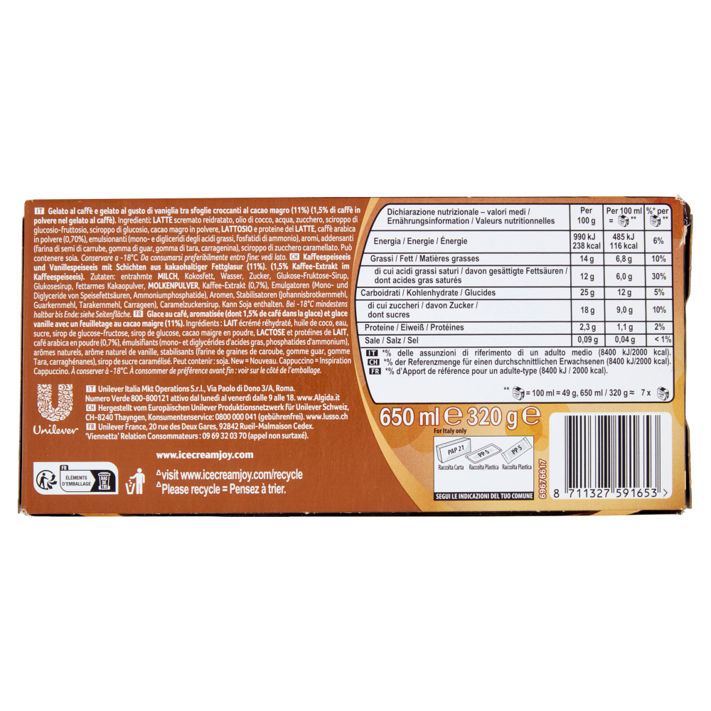 Viennetta Algida Cappuccino 320 g