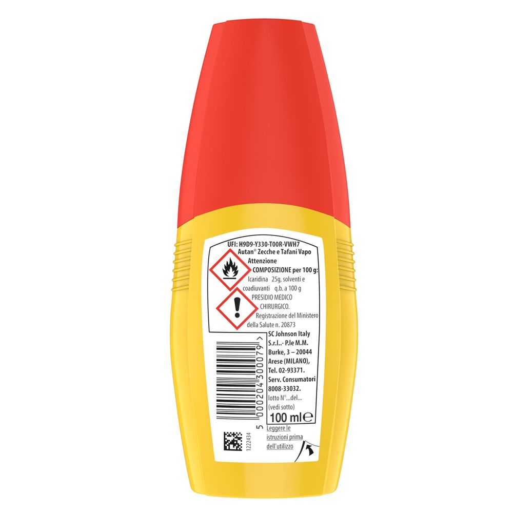 Autan Zecche e Tafani Vapo Spray Forte, Repellente Zanzare e Zecche con Azione Protettiva Duratura Fino a 12 ore di protezione, Ideale per Viaggiatori, 100 ml