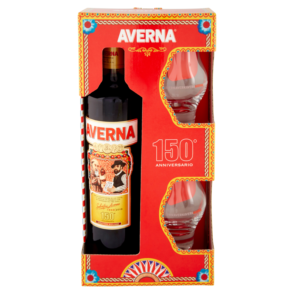 Averna 150&deg; Anniversario 70 cl + 2 Bicchieri