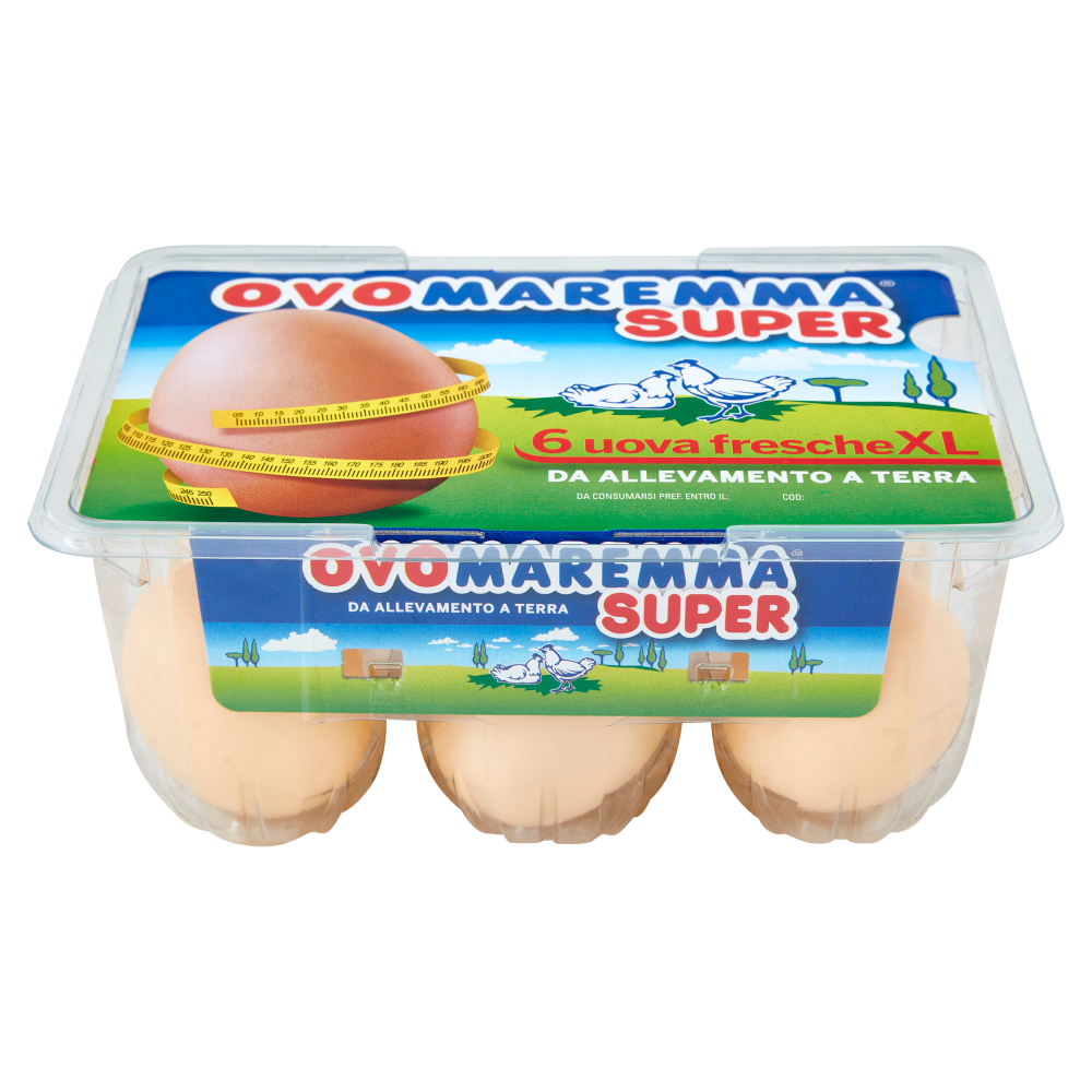 Ovomaremma Super 6 uova fresche XL da Allevamento a Terra