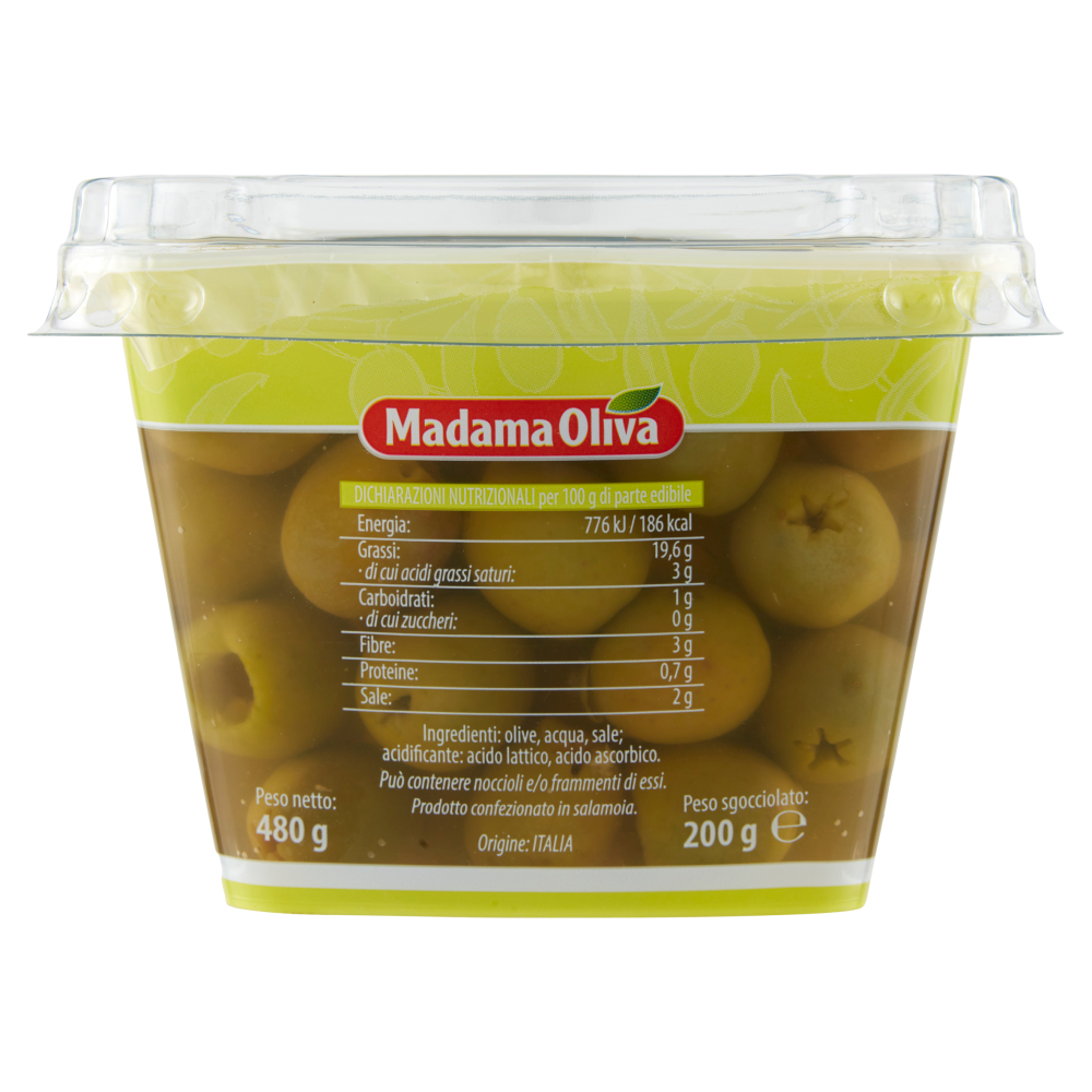 Madama Oliva il Frutto d'Italia Olive Castelvetrano Verdi Dolci Denocciolate 480 g