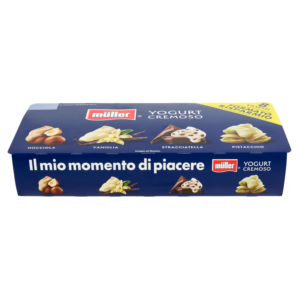 müller Yogurt Cremoso Nocciola, Vaniglia, Stracciatella, Pistacchio 8 x 125 g