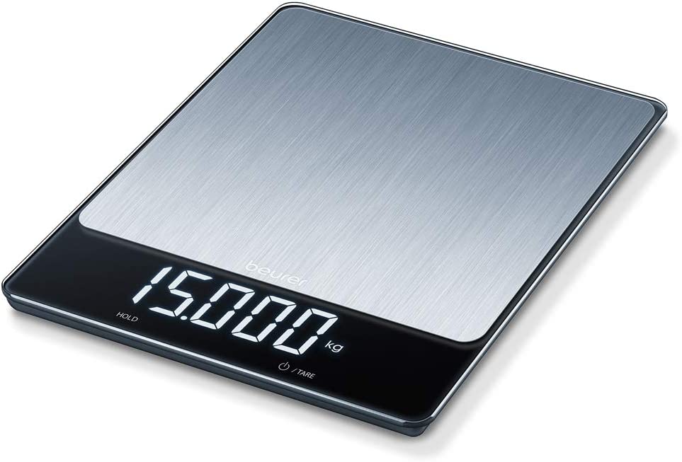 Beurer KS 34 Inox, Bilancia da Cucina con Portata fino a 15 kg