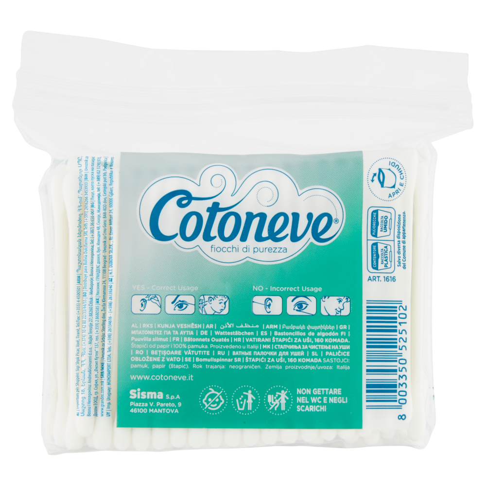Cotoneve bastoncini cotonati in Carta 160 pz