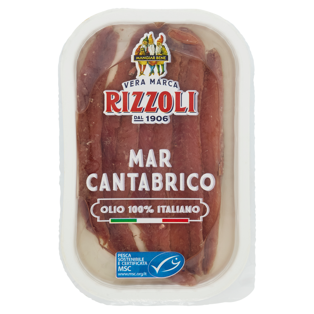 Rizzoli Filetti di Alici del Mar Cantabrico Olio 100% Italiano 40 g