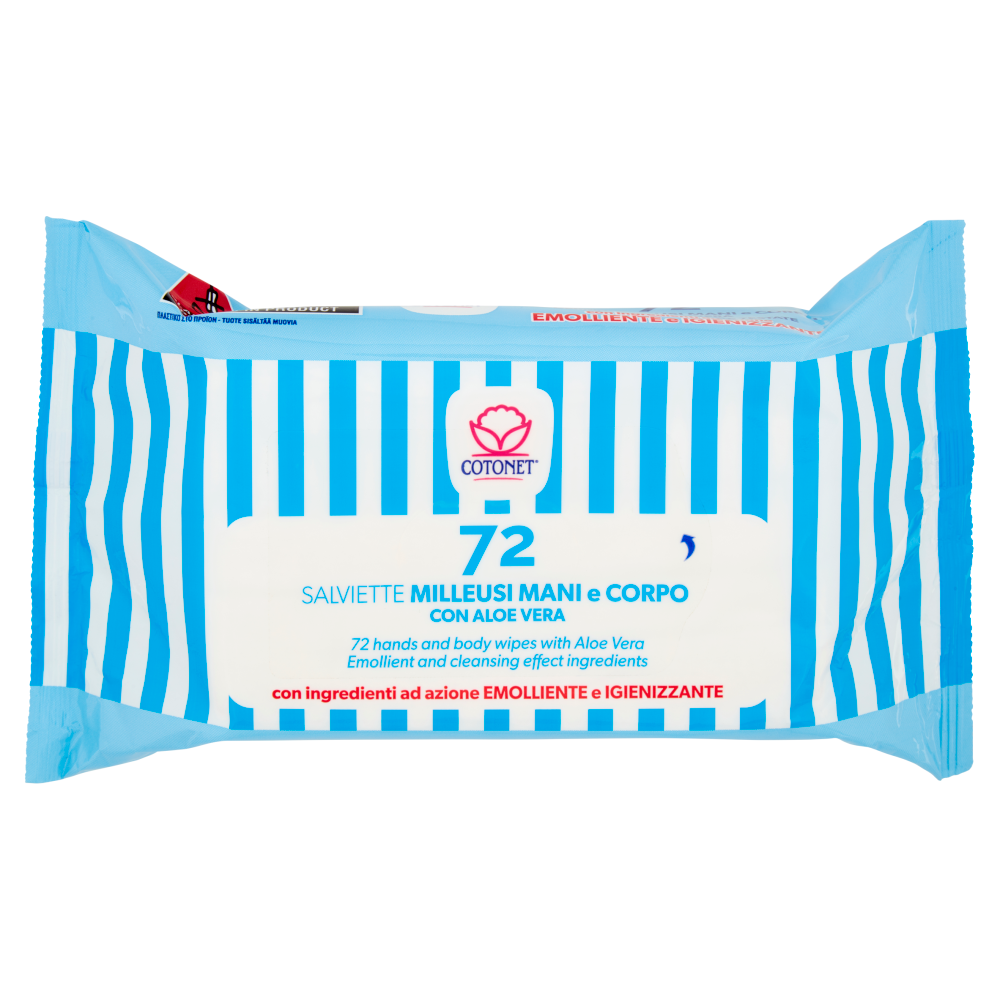 Cotonet Salviette Milleusi Mani e Corpo con Aloe Vera 72 pz