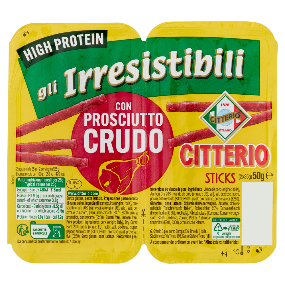 Citterio gli Irresistibili Sticks con Prosciutto Crudo 2 x 25 g